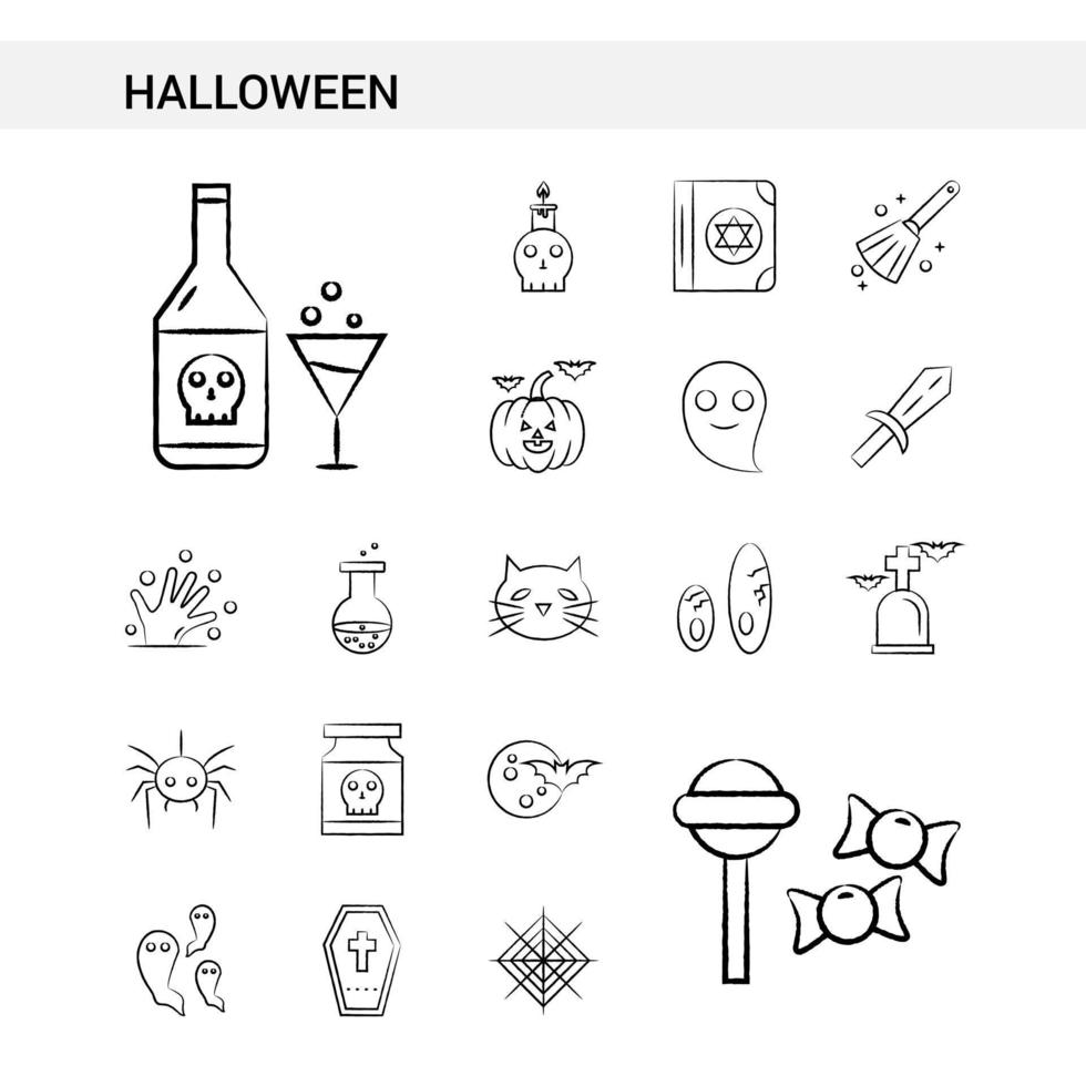 halloween hand- getrokken icoon reeks stijl geïsoleerd Aan wit achtergrond vector