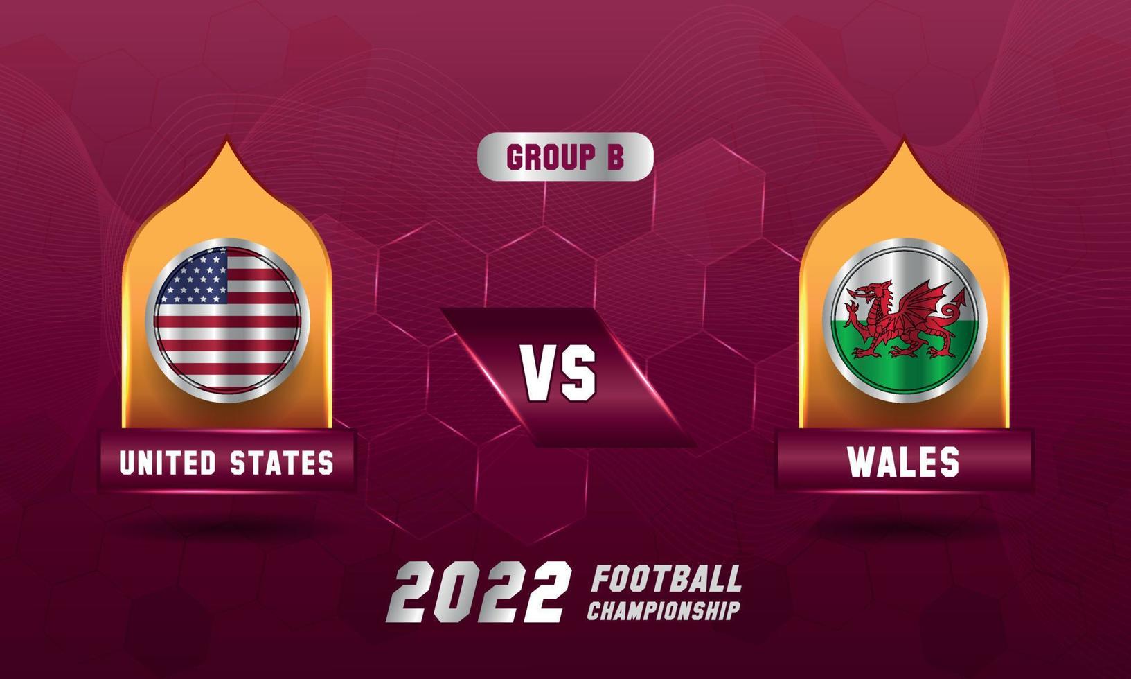 qatar voetbal Amerikaans voetbal wereld kop 2022 Verenigde staten vs Wales bij elkaar passen vector