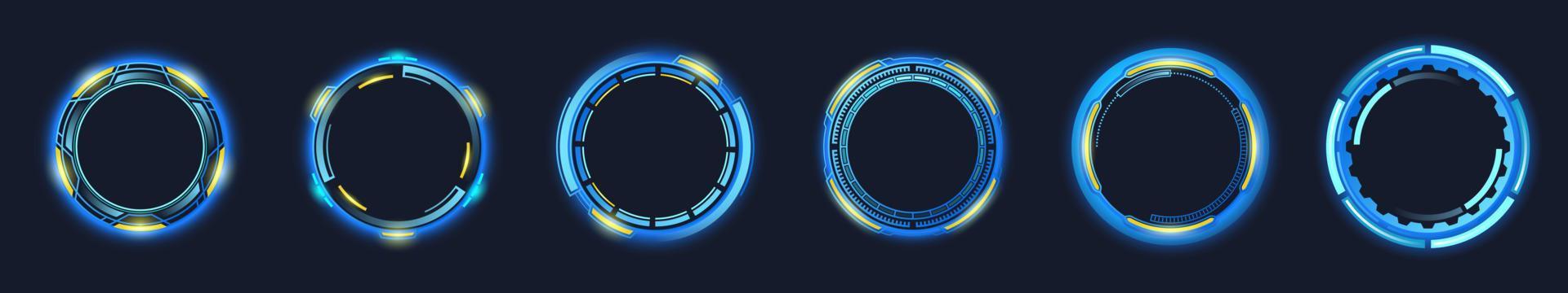 futuristische cirkel lijsten, ronde technologie borders vector