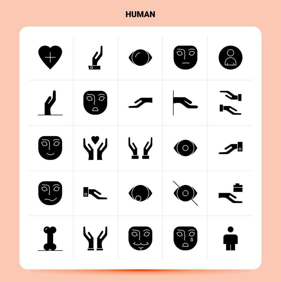 solide 25 menselijk icoon reeks vector glyph stijl ontwerp zwart pictogrammen reeks web en mobiel bedrijf ideeën ontwerp vector illustratie