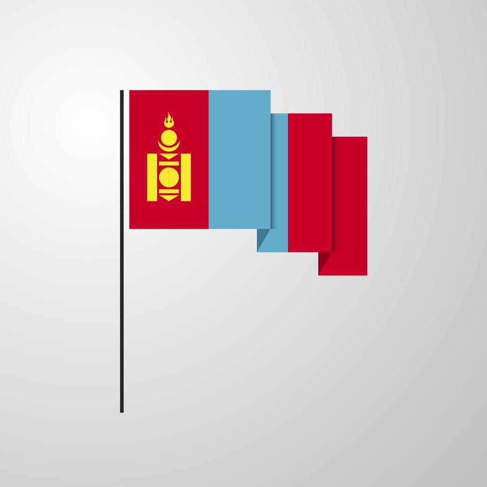 Mongolië golvend vlag creatief achtergrond vector