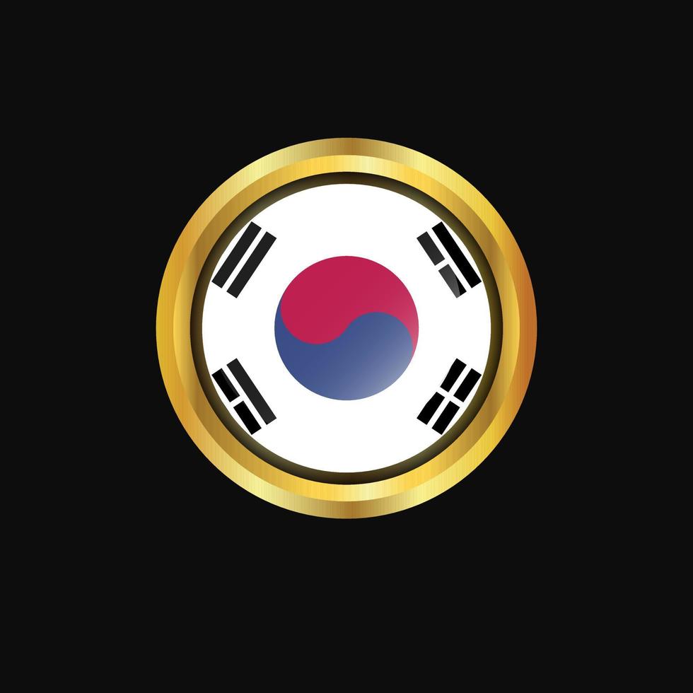 Korea zuiden vlag gouden knop vector