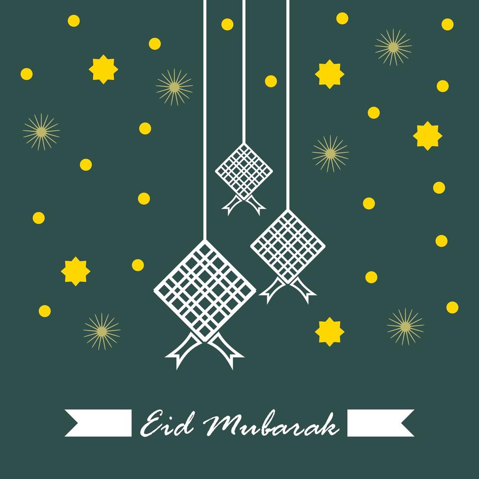 eid mubarak met een ketupat-feest. vector