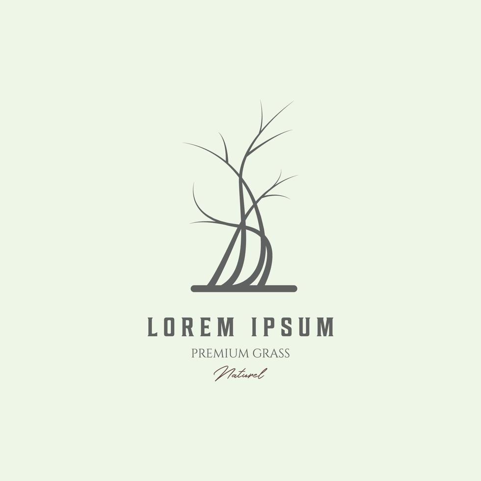 gras logo silhouet wijnoogst minimalistische ontwerp vector illustratie