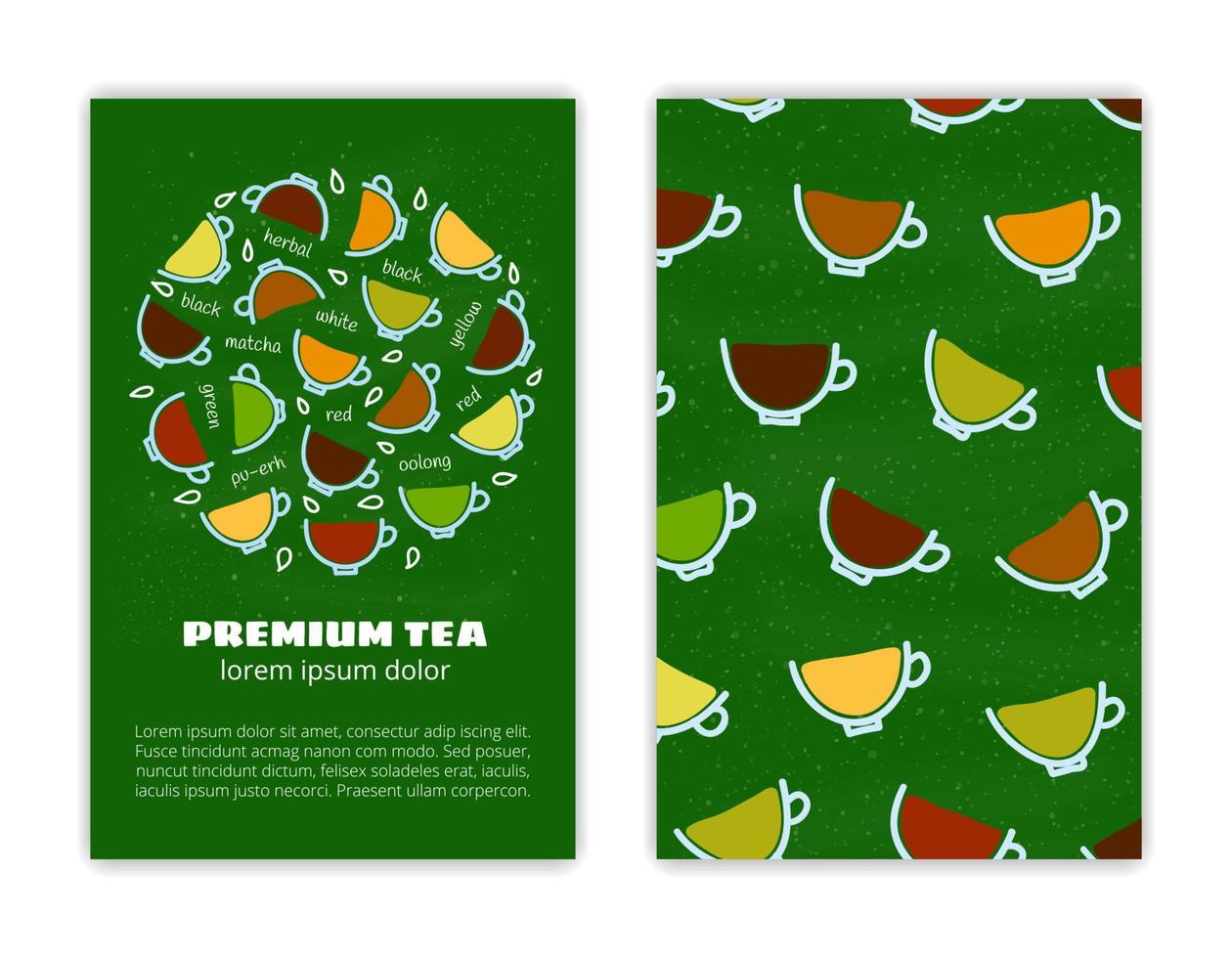 kaart Sjablonen met tekening thee drankjes. vector