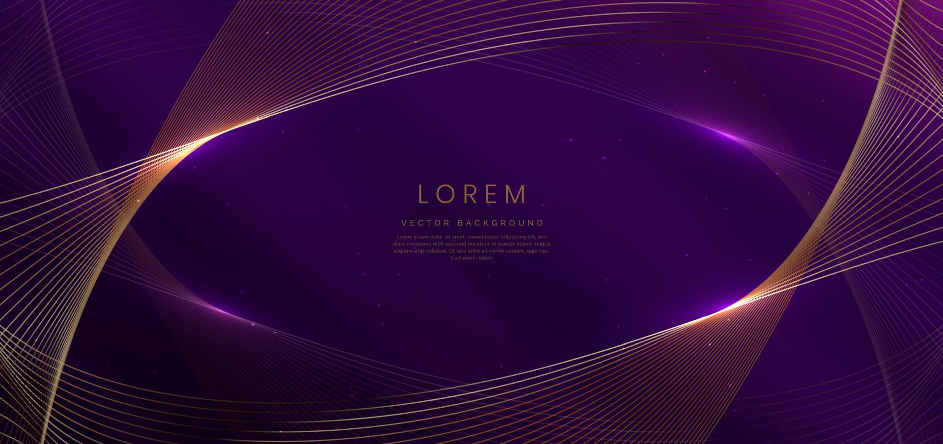 abstract luxe kromme gloeiend lijnen Aan donker Purper achtergrond. sjabloon premie prijs ontwerp. vector