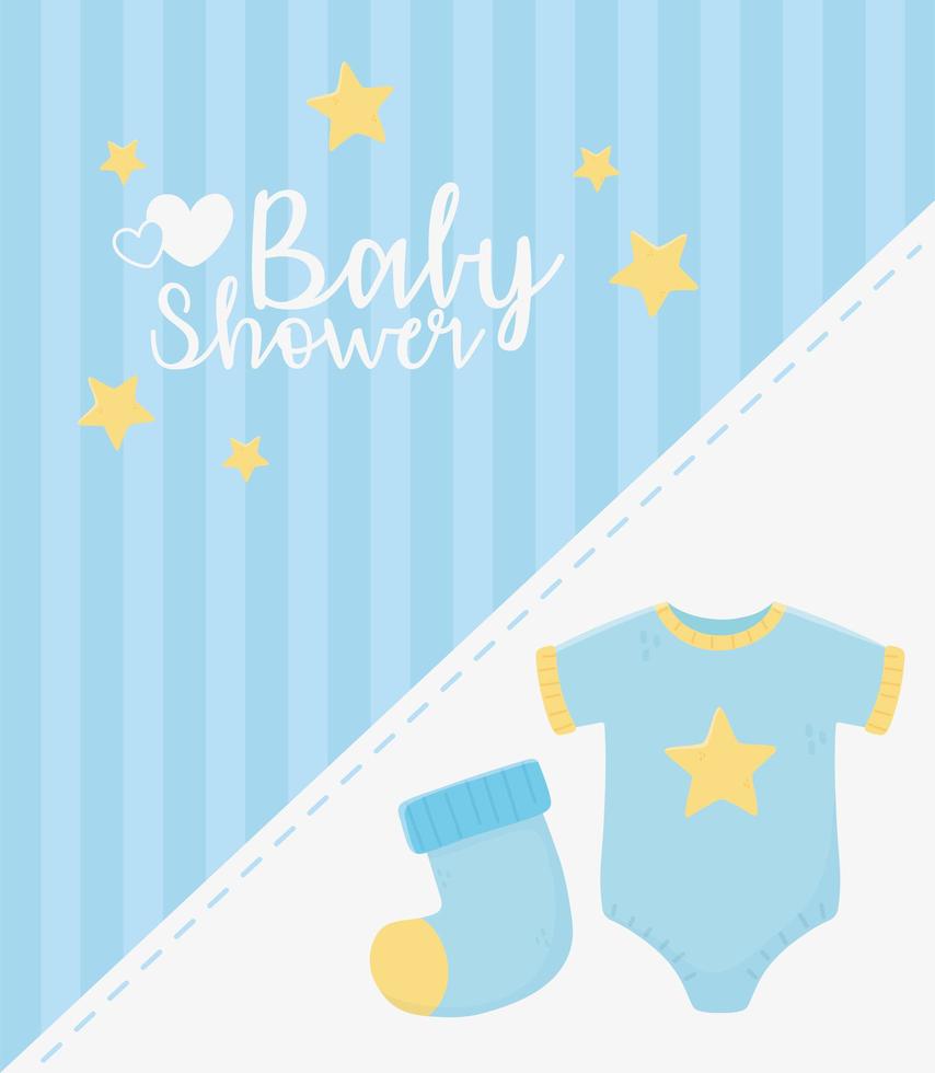 babydouche blauwe kaart met babypictogrammen vector