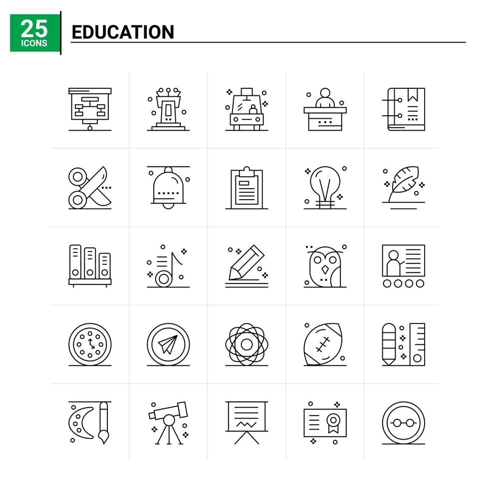 25 onderwijs icoon reeks vector achtergrond