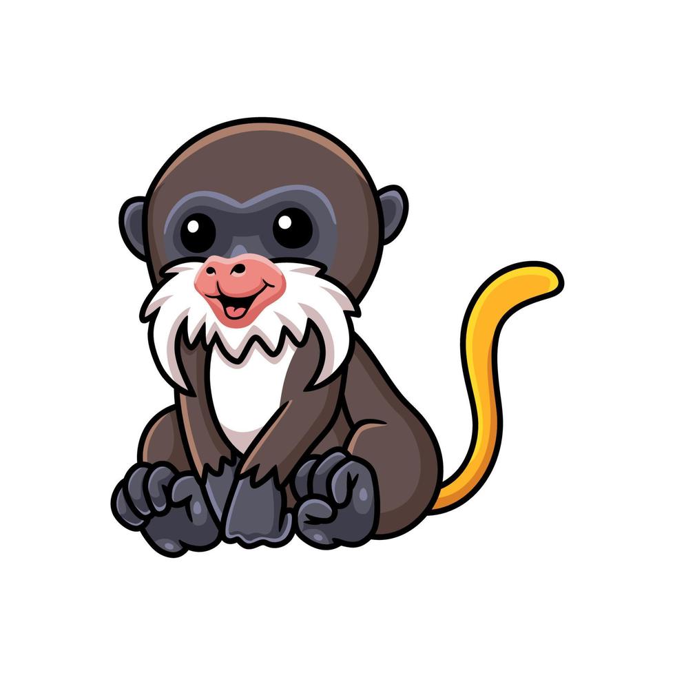 schattig weinig tamarin aap tekenfilm zittend vector