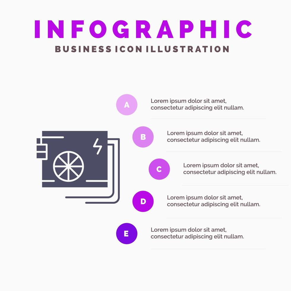 ac computer een deel macht levering solide icoon infographics 5 stappen presentatie achtergrond vector