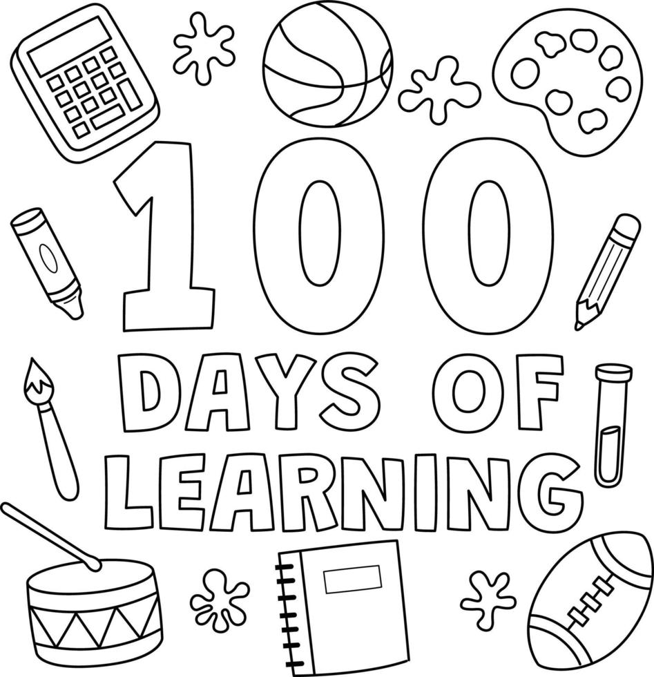 100ste dag van school- aan het leren kleur bladzijde vector