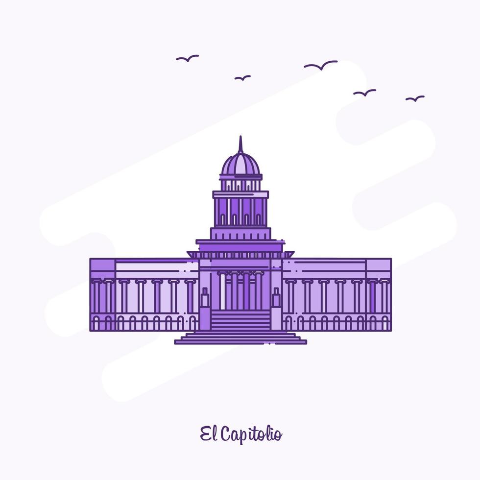 el capitolio mijlpaal Purper stippel lijn horizon vector illustratie