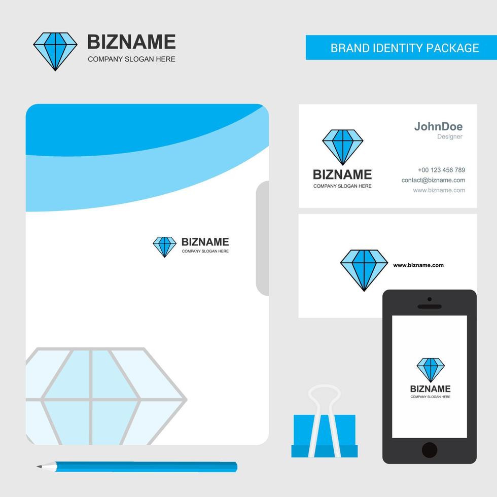 diamant bedrijf logo het dossier Hoes bezoekende kaart en mobiel app ontwerp vector illustratie