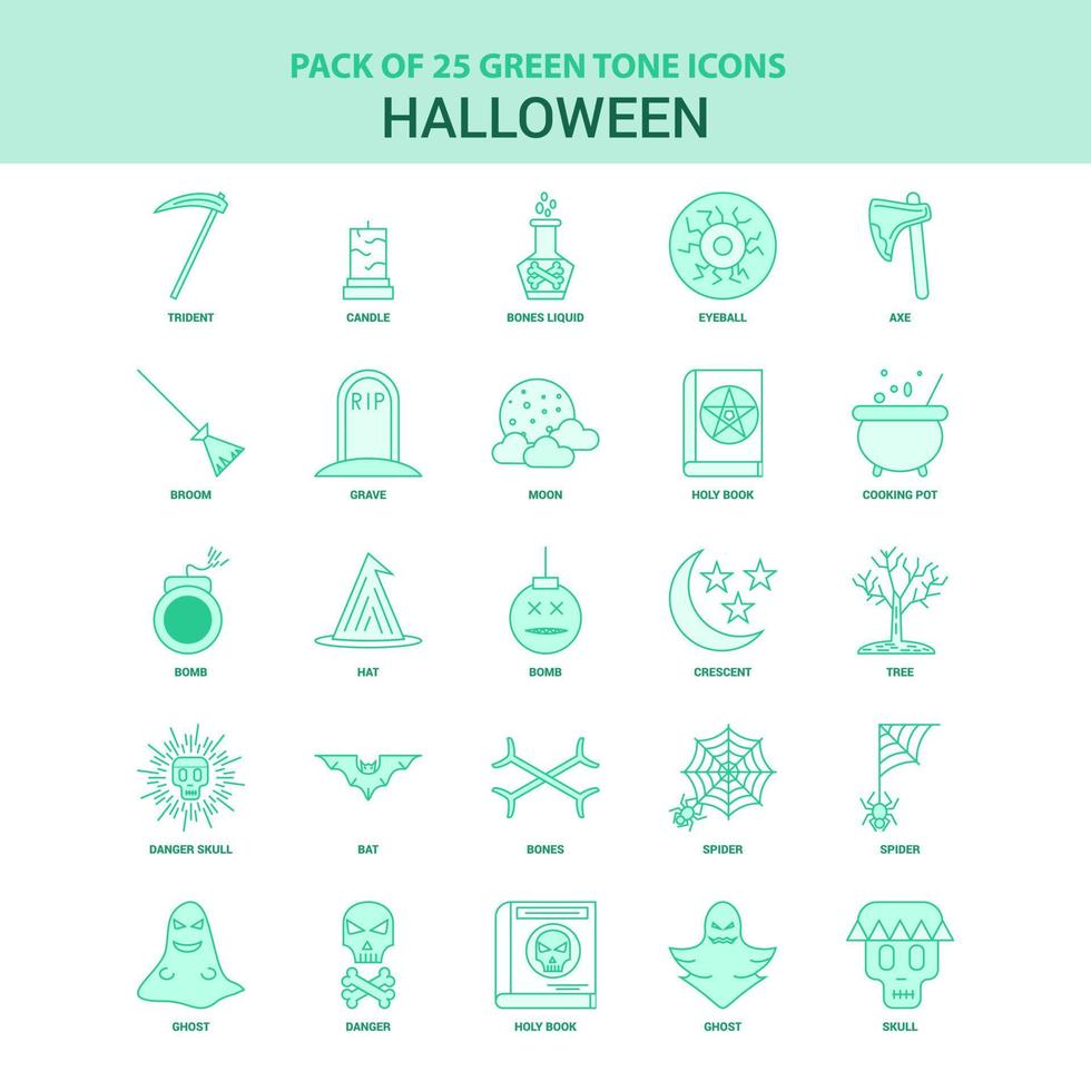 25 groen halloween icoon reeks vector