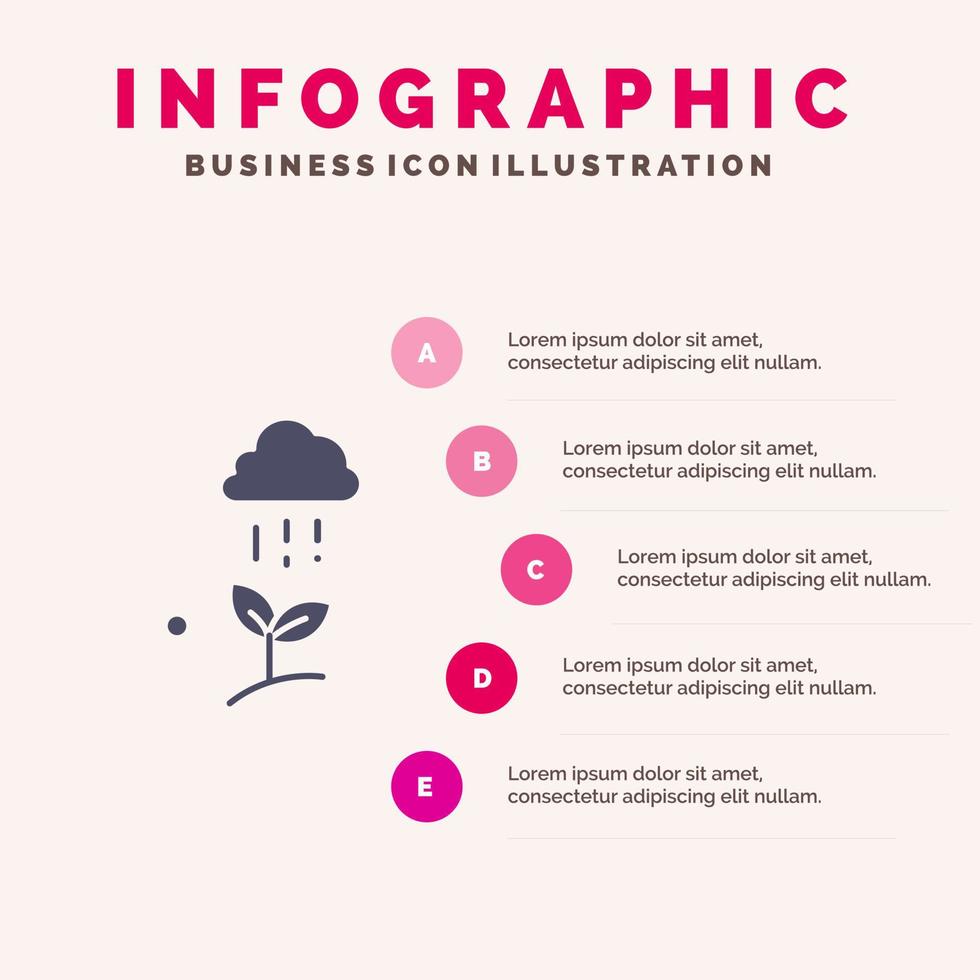 wolk regen wolk natuur voorjaar regen solide icoon infographics 5 stappen presentatie achtergrond vector