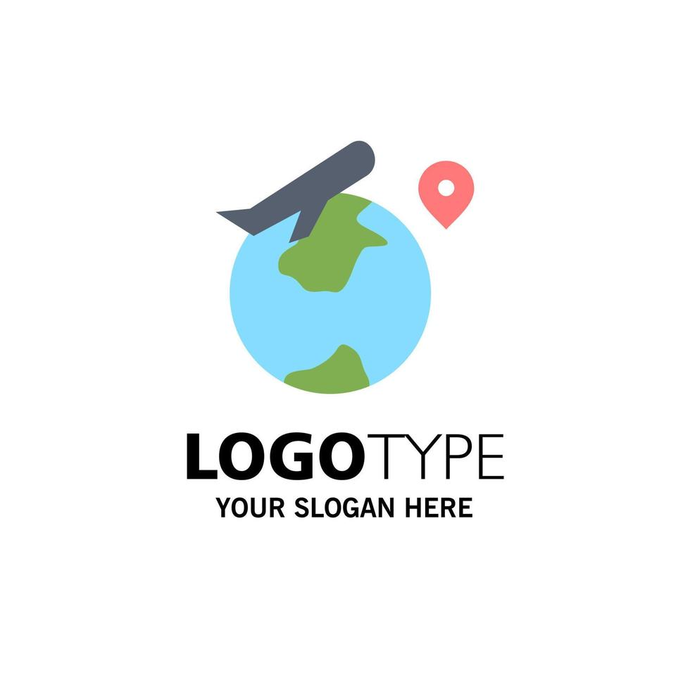 wereld plaats vlieg baan bedrijf logo sjabloon vlak kleur vector