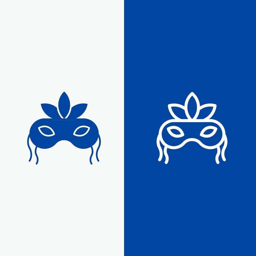 masker kostuum Venetiaanse madrigalen lijn en glyph solide icoon blauw banier vector