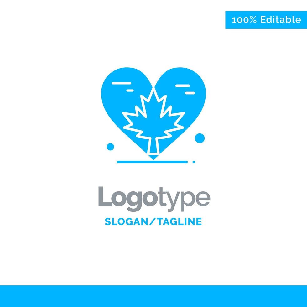 hart liefde herfst Canada blad blauw solide logo sjabloon plaats voor slogan vector