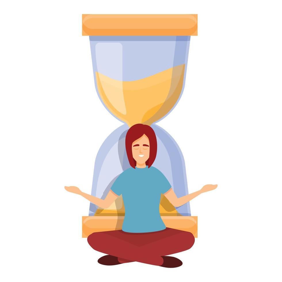 meditatie tijd beheer icoon, tekenfilm stijl vector