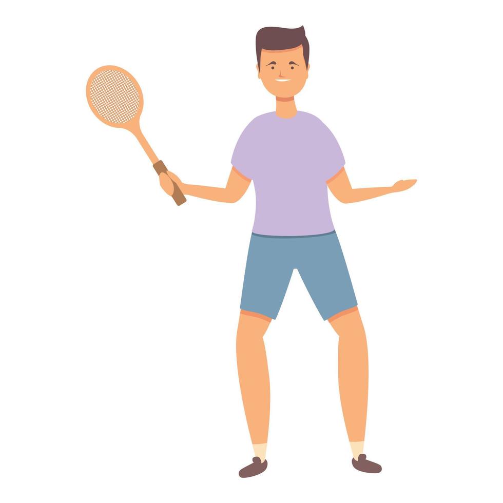 jongen Speel tennis icoon tekenfilm vector. sport school- vector