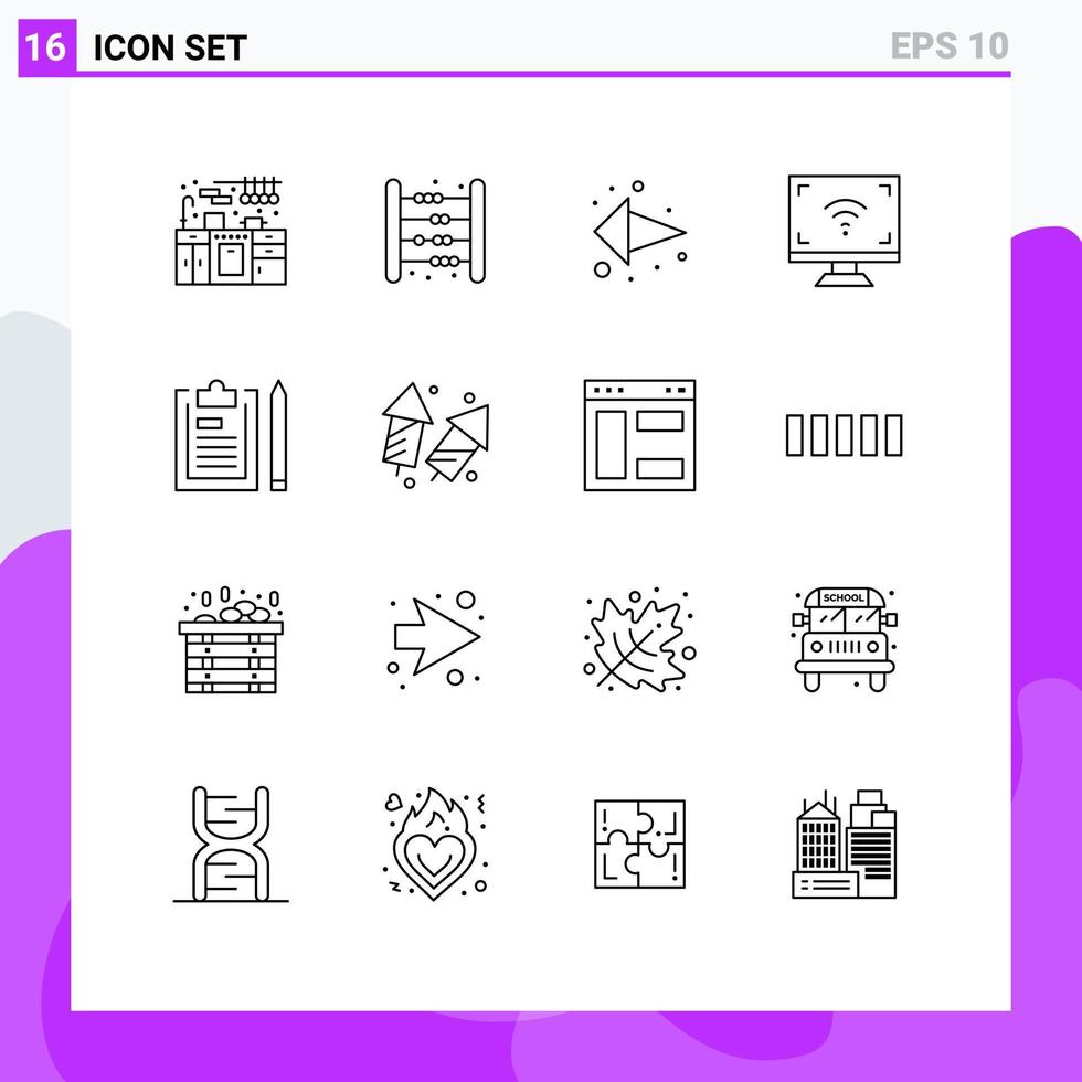 voorraad vector icoon pak van 16 lijn tekens en symbolen voor klembord slim pijl scherm elektronica bewerkbare vector ontwerp elementen