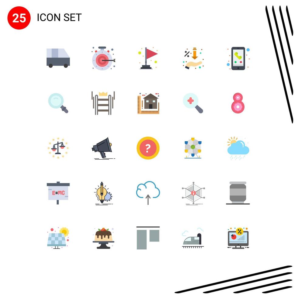 25 gebruiker koppel vlak kleur pak van modern tekens en symbolen van telefoontje hand- vlag verkoop pijlen bewerkbare vector ontwerp elementen