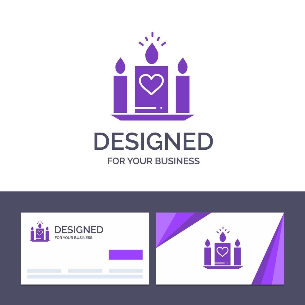 creatief bedrijf kaart en logo sjabloon kaars liefde hart bruiloft vector illustratie