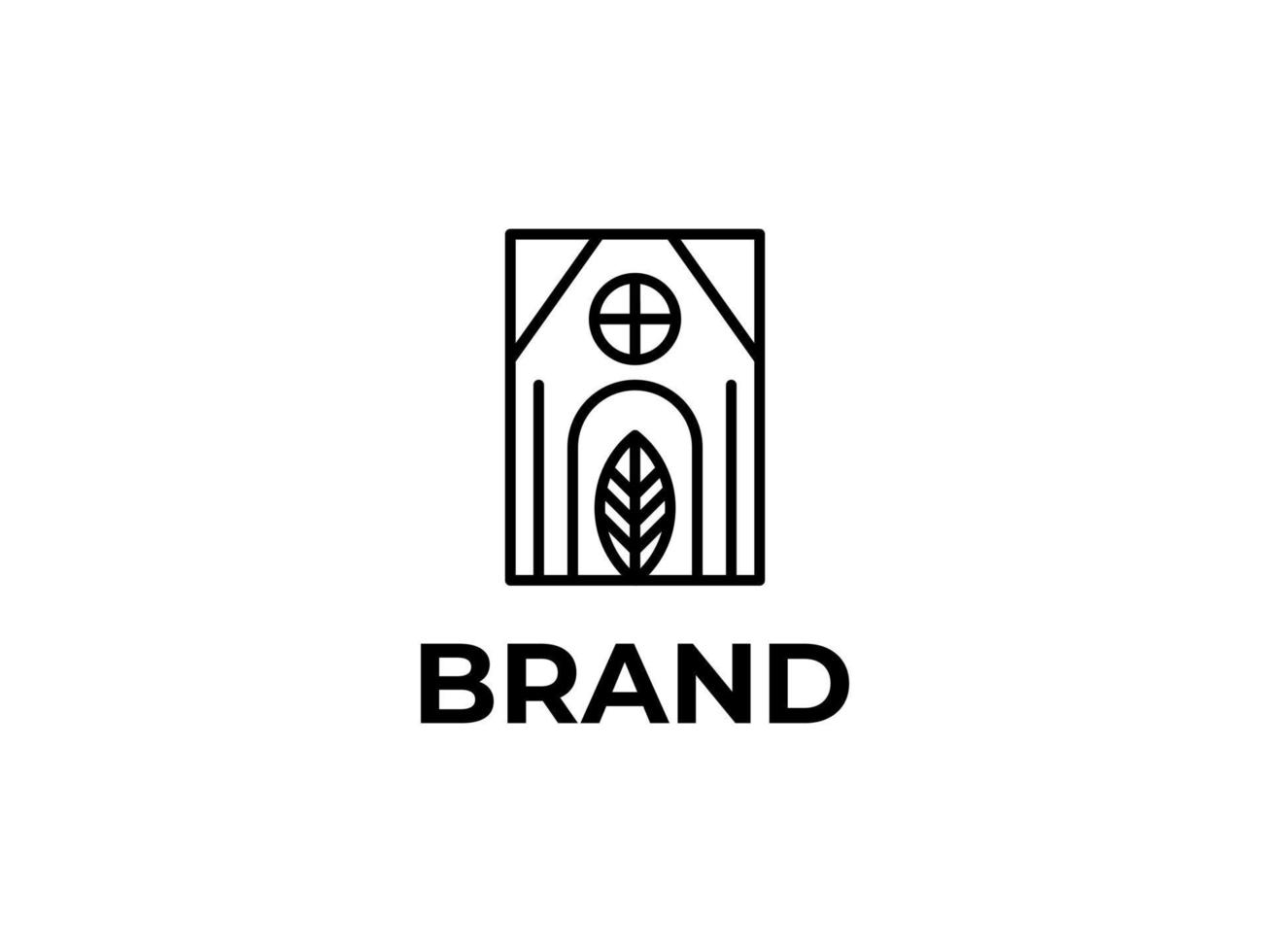 een lijn grafisch ontwerp in de vorm van een huis en bladeren is geschikt voor een logo voor een boer of bedrijf in de natuur sector vector