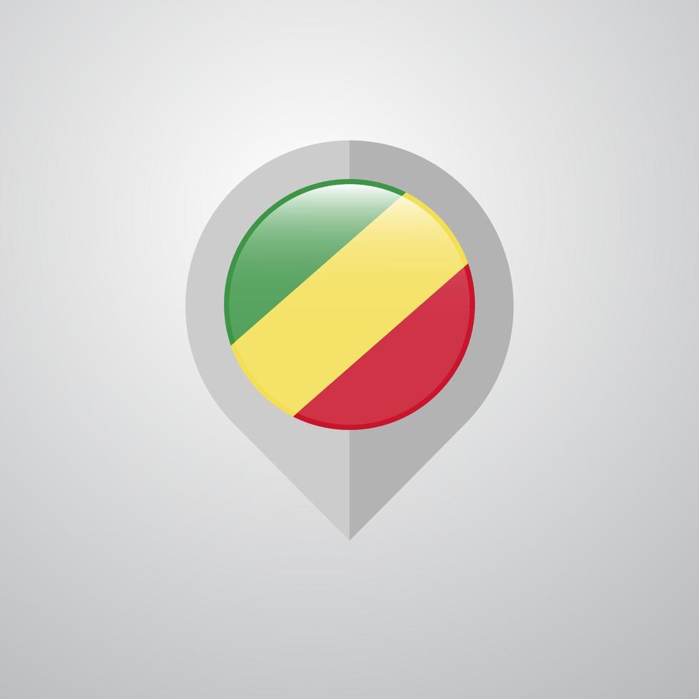 kaart navigatie wijzer met republiek van de Congo vlag ontwerp vector