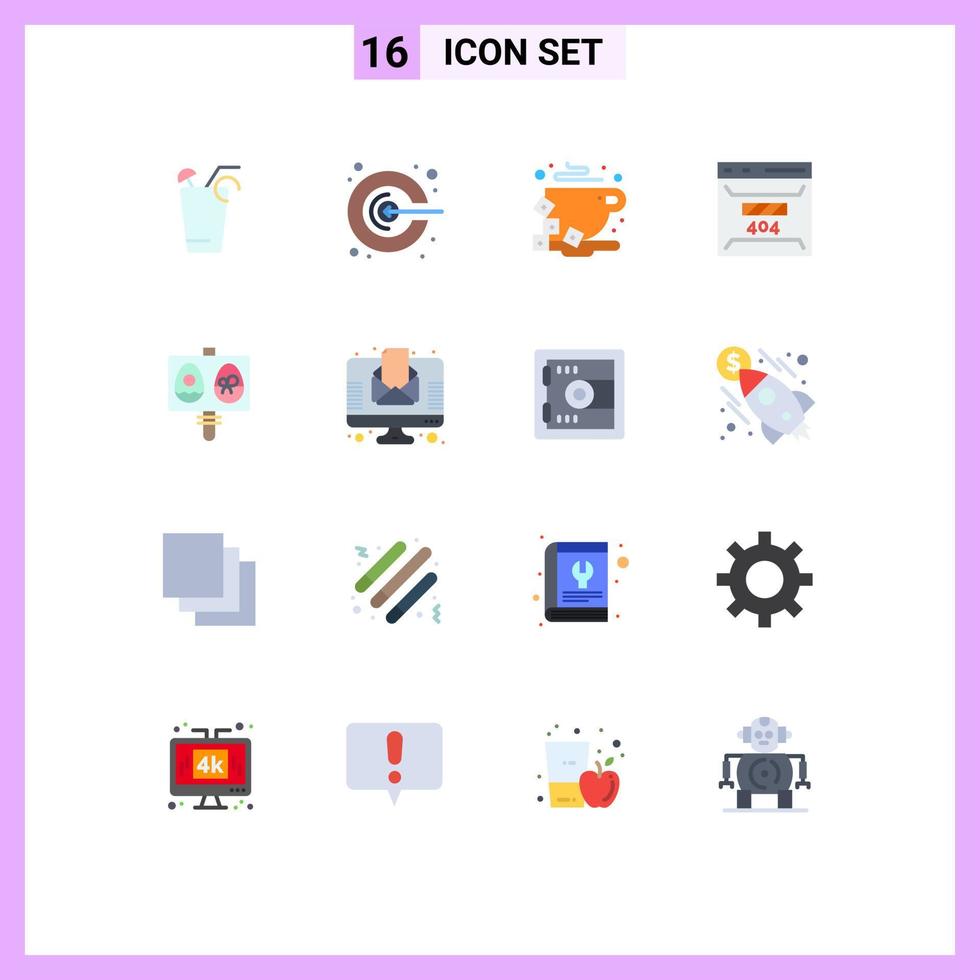 16 vlak kleur concept voor websites mobiel en apps ei bladzijde breken fout ontwikkelen bewerkbare pak van creatief vector ontwerp elementen