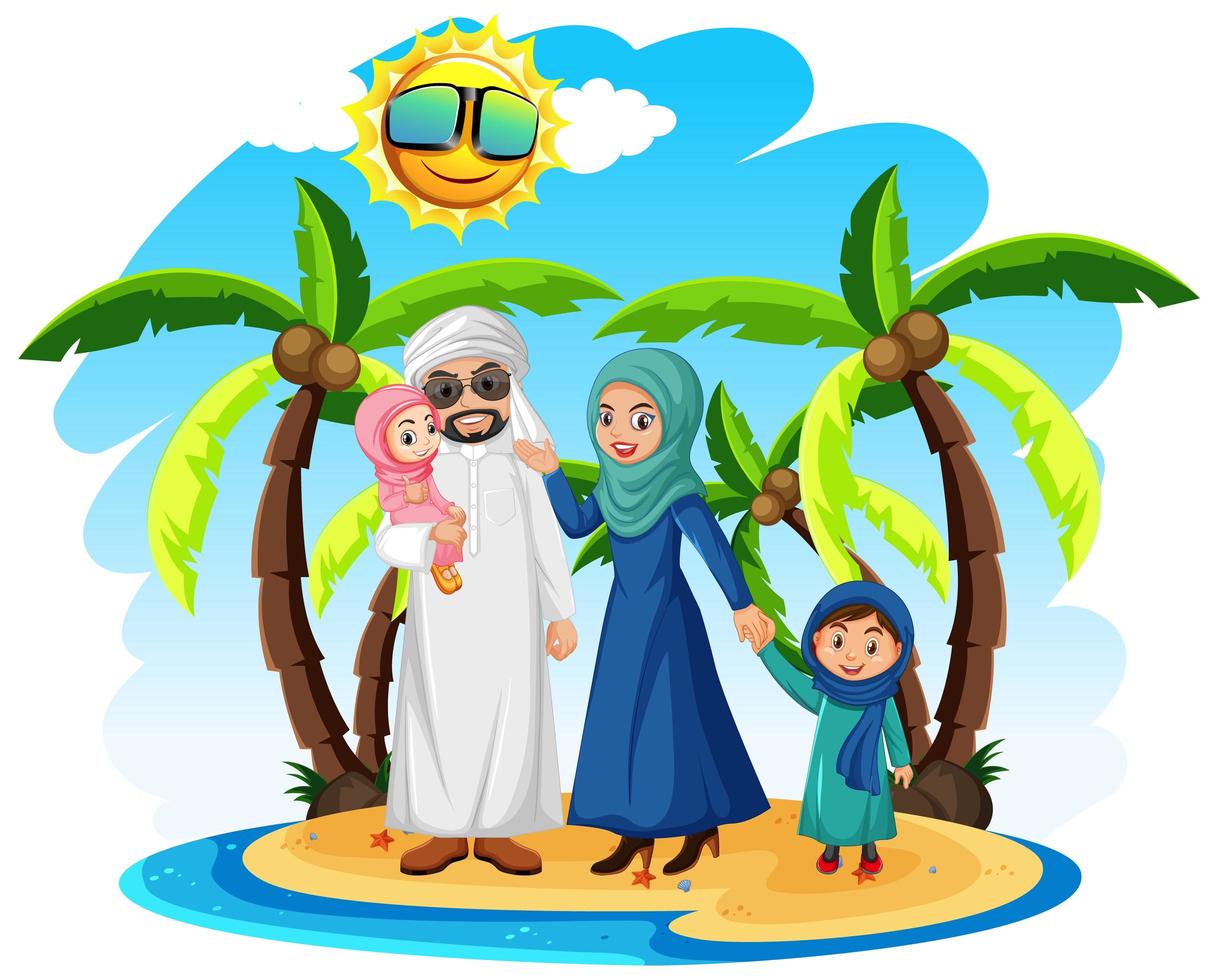 Arabische moslimfamilie op vakantie vector