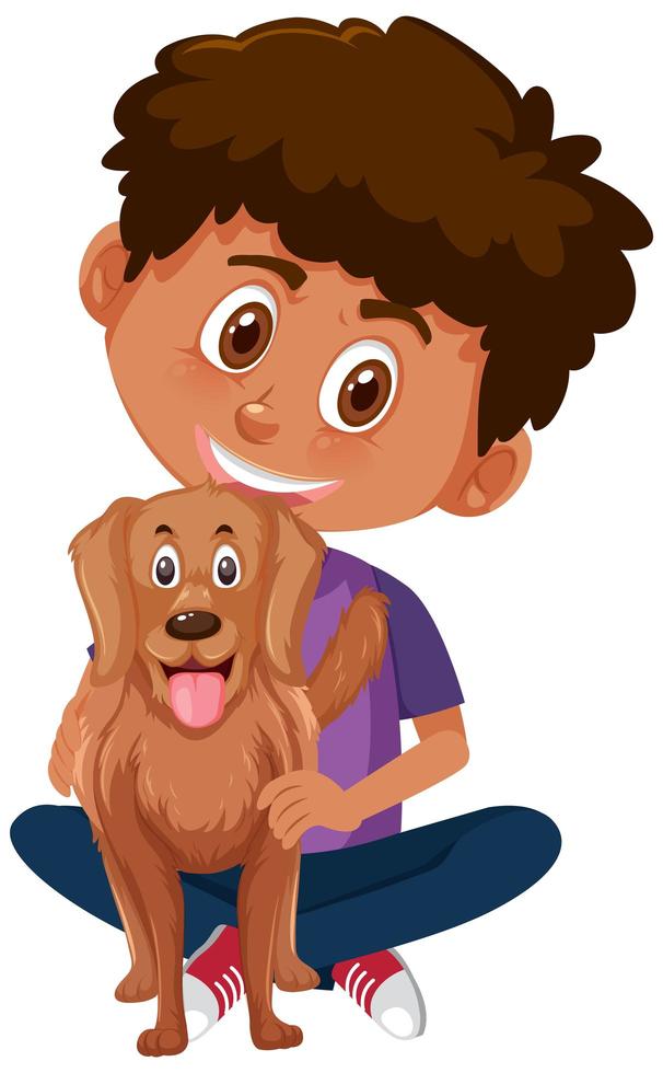 jongen met hond vector