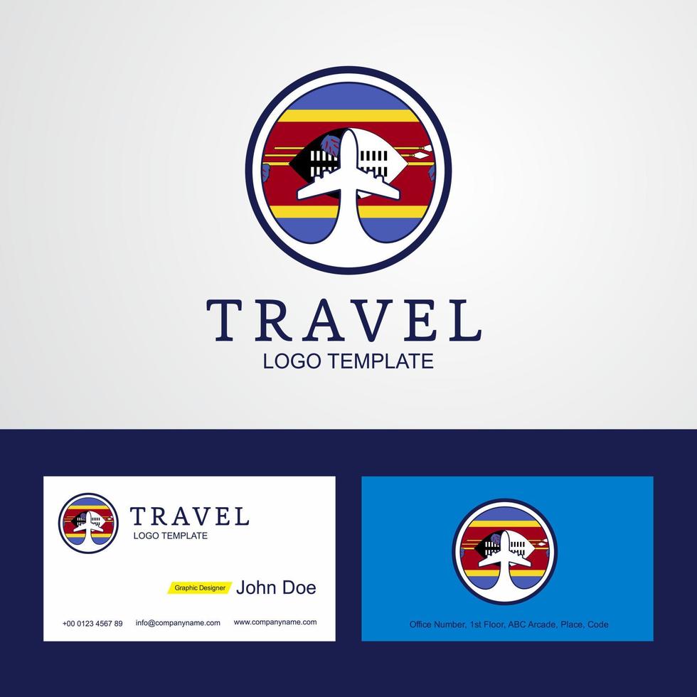 reizen Swaziland creatief cirkel vlag logo en bedrijf kaart ontwerp vector