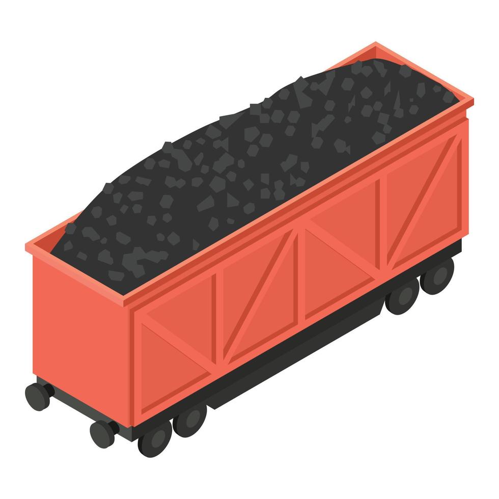steenkool vol wagon icoon, isometrische stijl vector