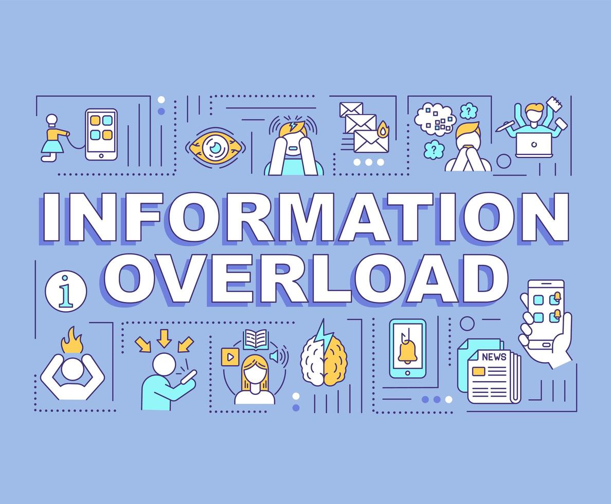 informatie-overload concept, blauwe banner vector