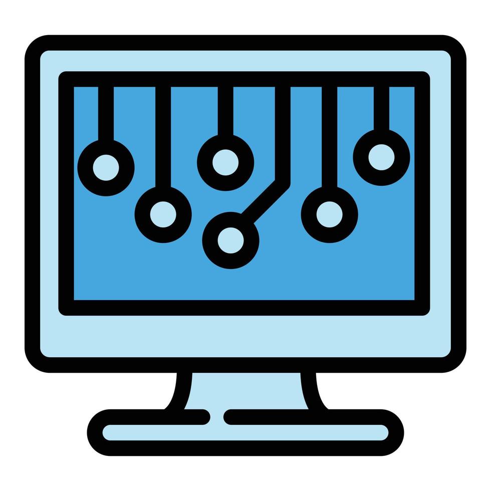 kunstmatig toezicht houden op computer icoon schets vector. hersenen ai vector