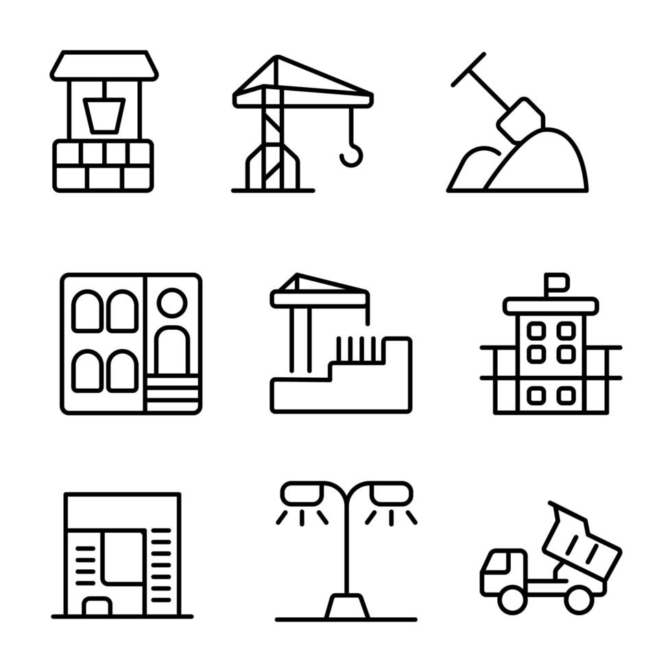 bouw pictogram ontwerpset vector