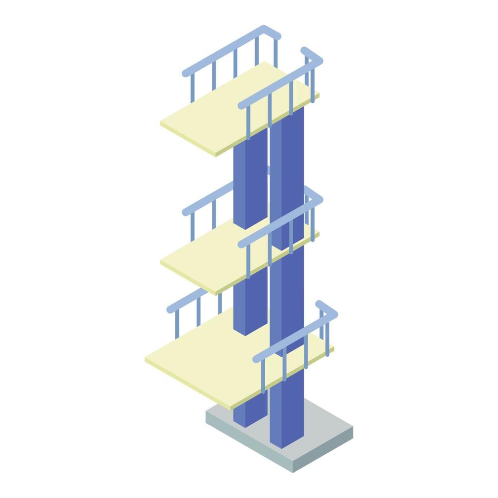 toren duiken bord icoon, isometrische stijl vector