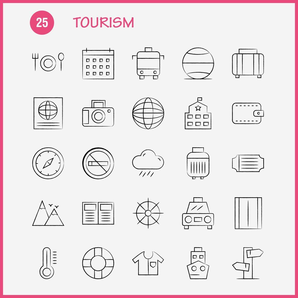 toerisme hand- getrokken icoon pak voor ontwerpers en ontwikkelaars pictogrammen van temperatuur thermometer weer Nee roken toerisme reizen roken vector