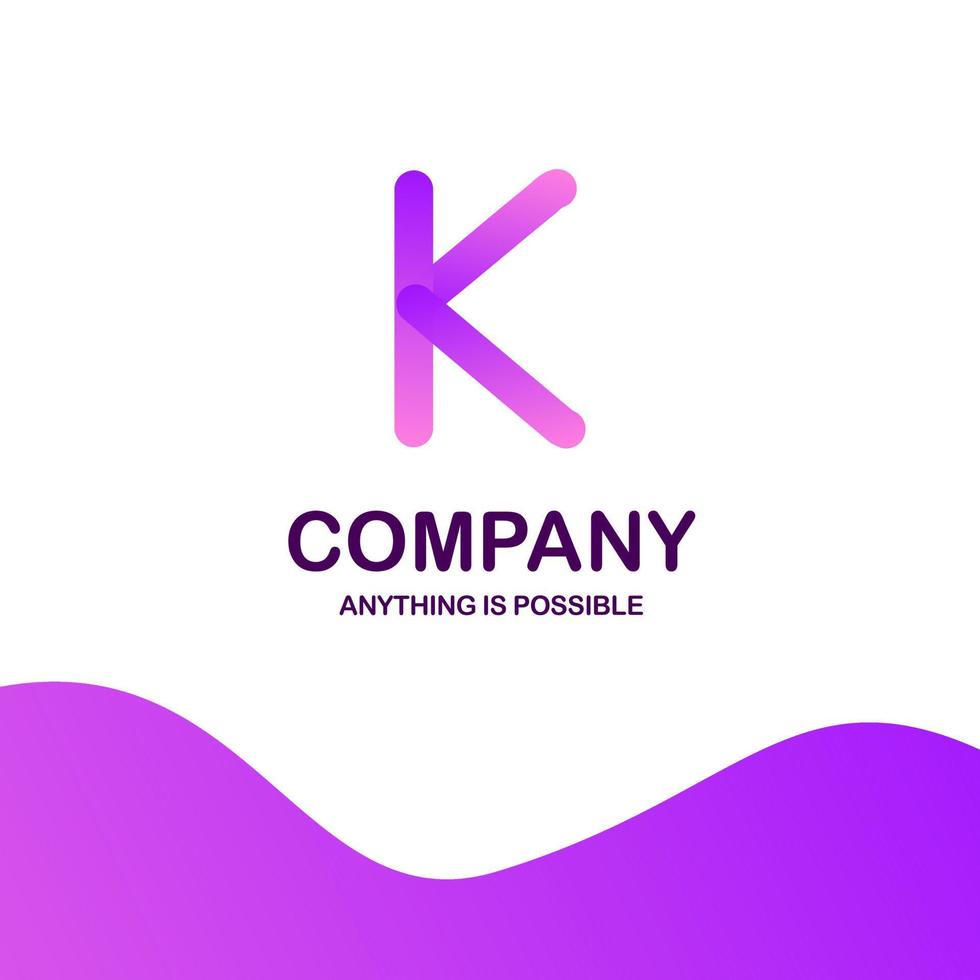 k bedrijf logo ontwerp met Purper thema vector