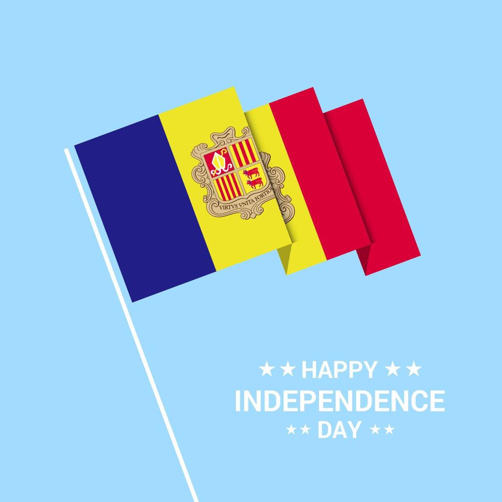 Andorra onafhankelijkheid dag typografisch ontwerp met vlag vector