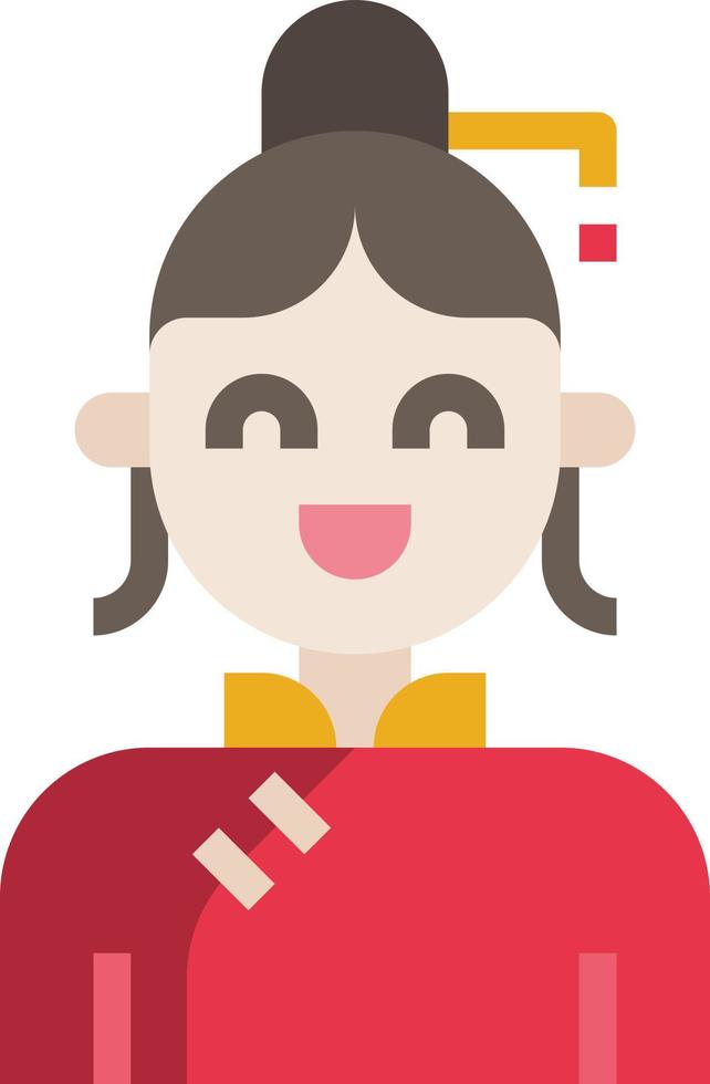 vrouw Chinese avatar glimlach meisje - vlak icoon vector