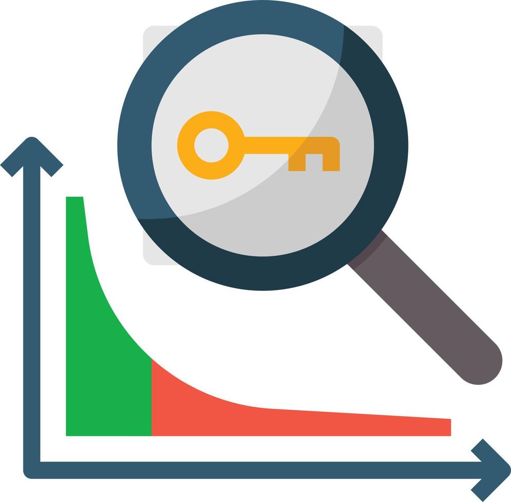 lang staart zoeken trefwoord analyse seo - vlak icoon vector