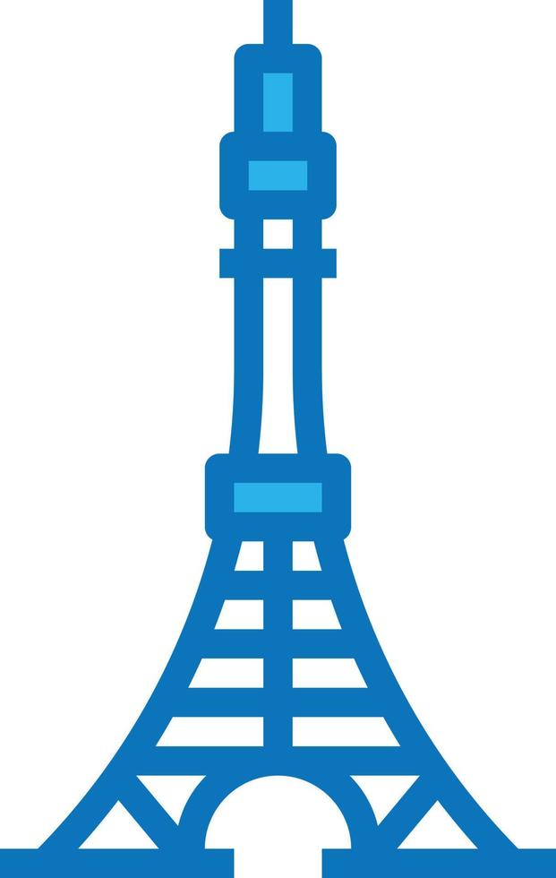 tokyo toren Japan japanners mijlpaal - blauw icoon vector