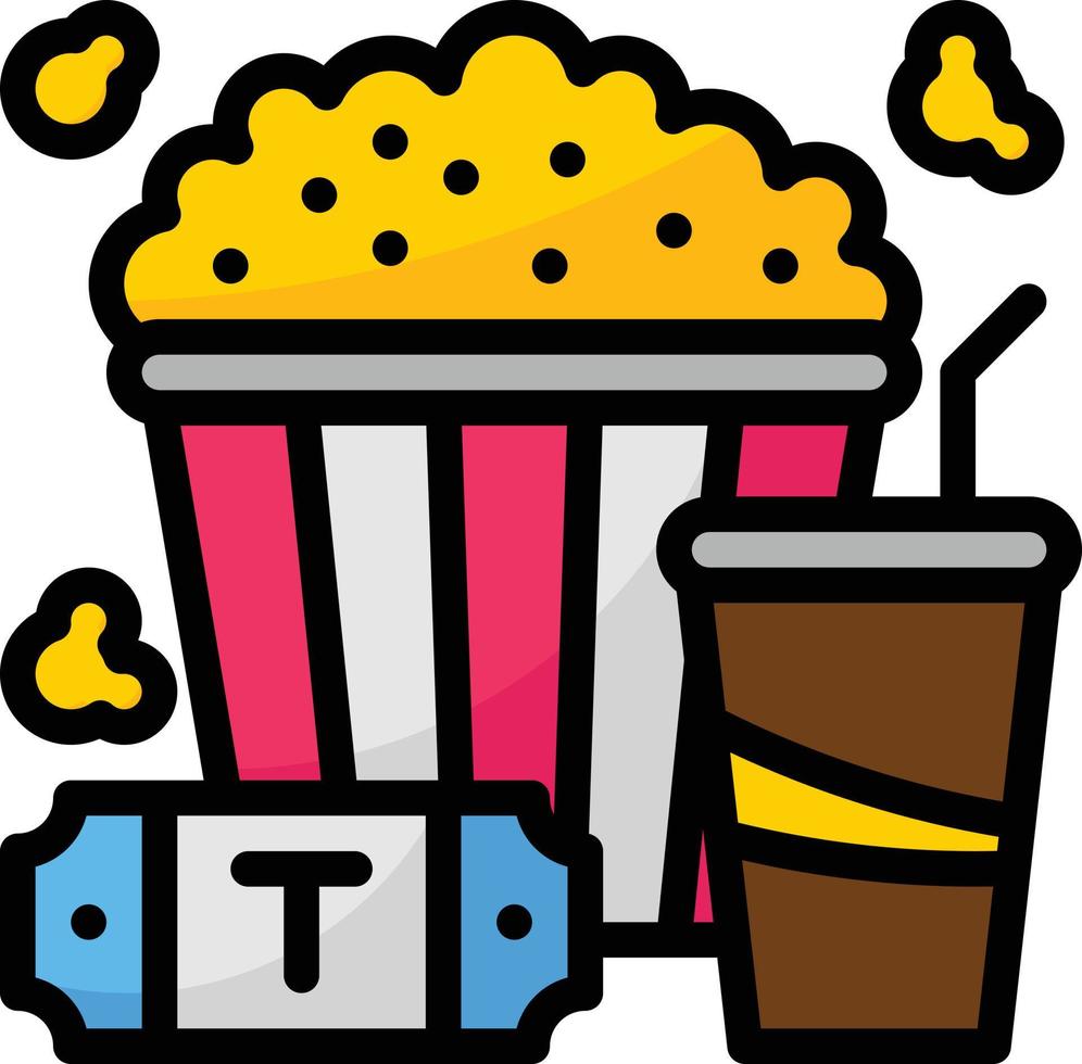 bioscoop film theater popcorn vermaak - gevulde schets icoon vector