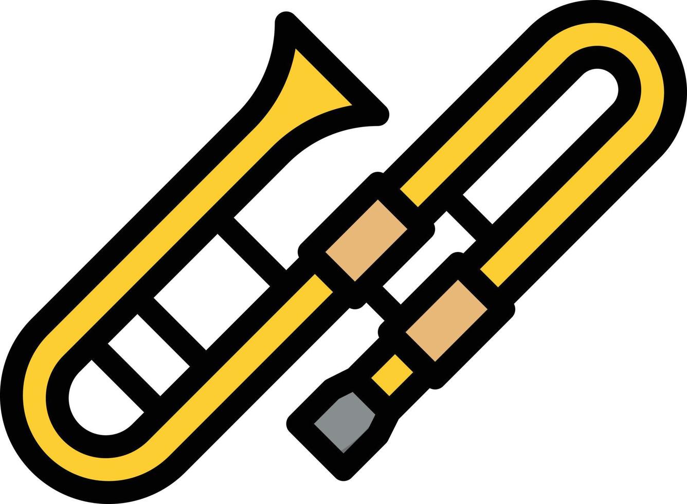 trombone muziek- musical instrument - gevulde schets icoon vector