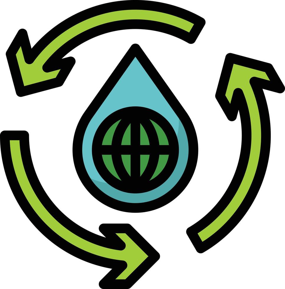 hergebruik water recycle besparing wereld - gevulde schets icoon vector