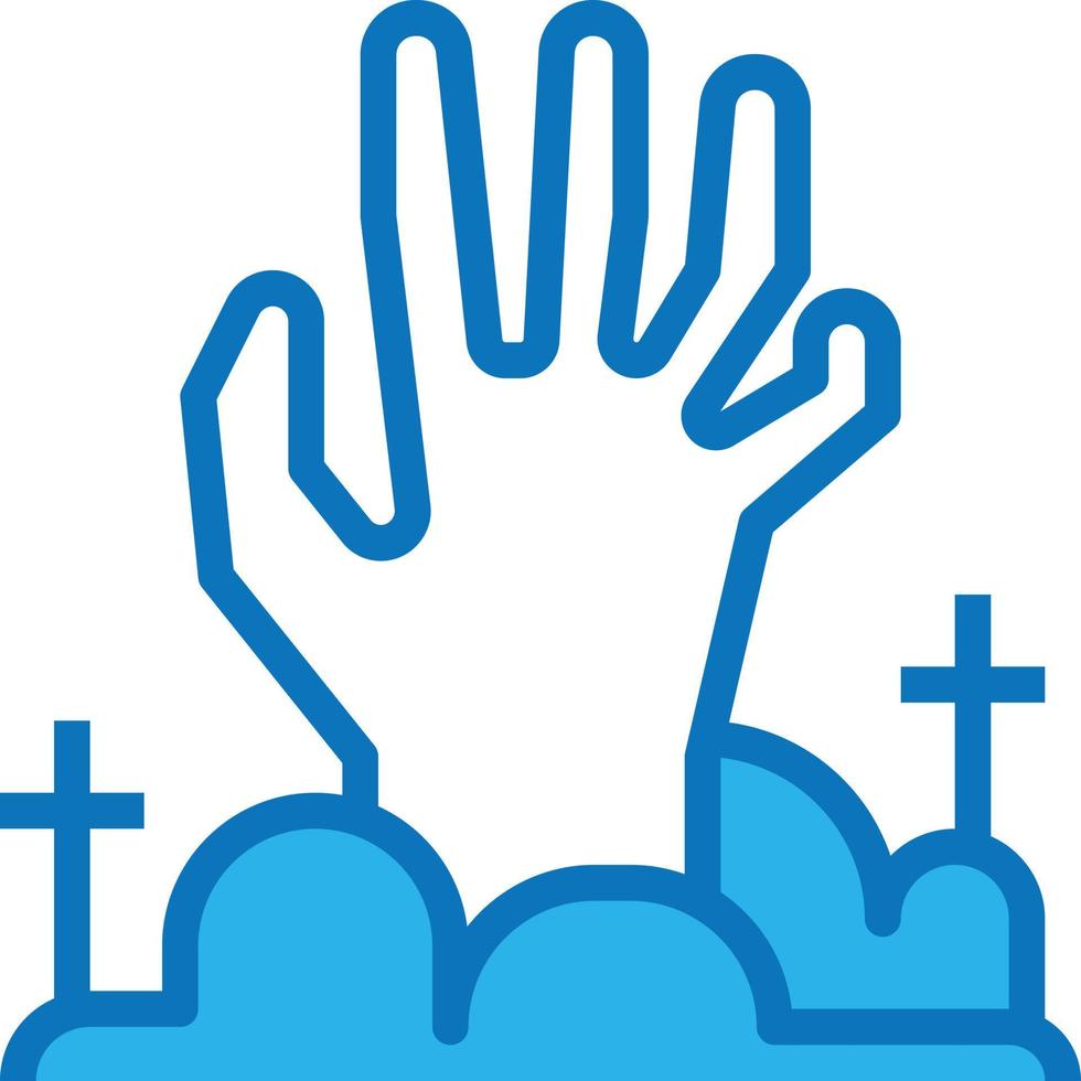 hand- geest zombie lijk halloween - blauw icoon vector