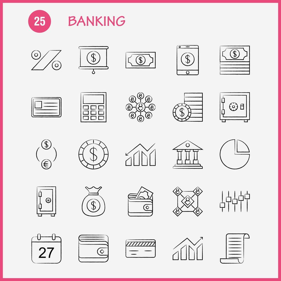 bank hand- getrokken icoon voor web afdrukken en mobiel uxui uitrusting zo net zo calc berekenen rekenmachine apparaat operatie gebruiker gebruikers groep pictogram pak vector