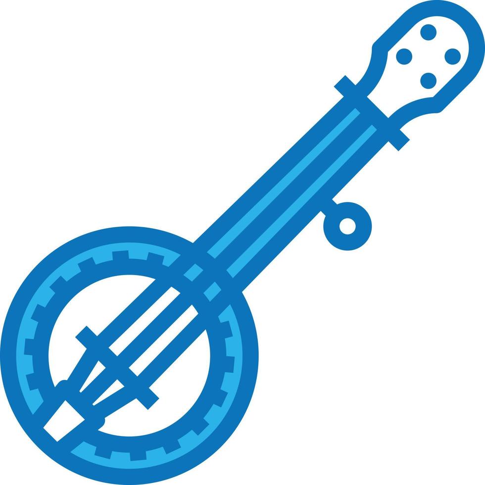banjo muziek- musical instrument - blauw icoon vector